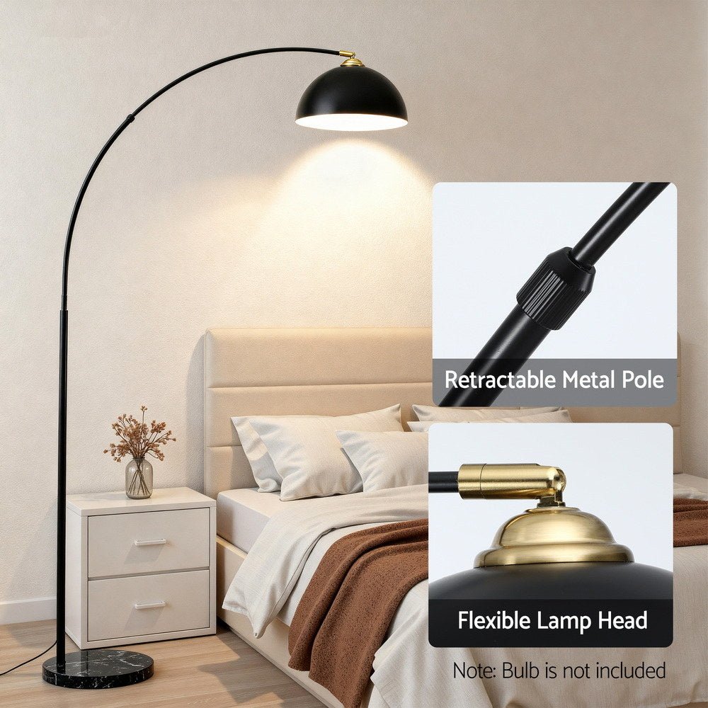 Modern Arched Floor Lamp Black Standing Heavy - Duty Marble Base for Living Room Bedroom - Home & Garden > Lighting > Floor Lamps - Rivercity House & Home Co. (ABN 18 642 972 209) - Affordable Modern Furniture Australia