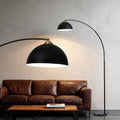 Modern Arched Floor Lamp with Heavy-Duty Marble Base for Living Room & Bedroom - Black