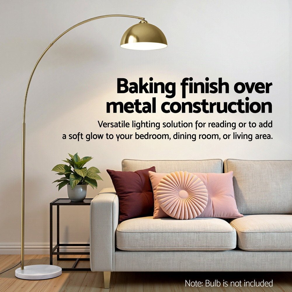 Modern Arched Floor Lamp Gold Brass Standing Heavy - Duty Marble Base for Living Room Bedroom - Home & Garden > Lighting > Floor Lamps - Rivercity House & Home Co. (ABN 18 642 972 209) - Affordable Modern Furniture Australia