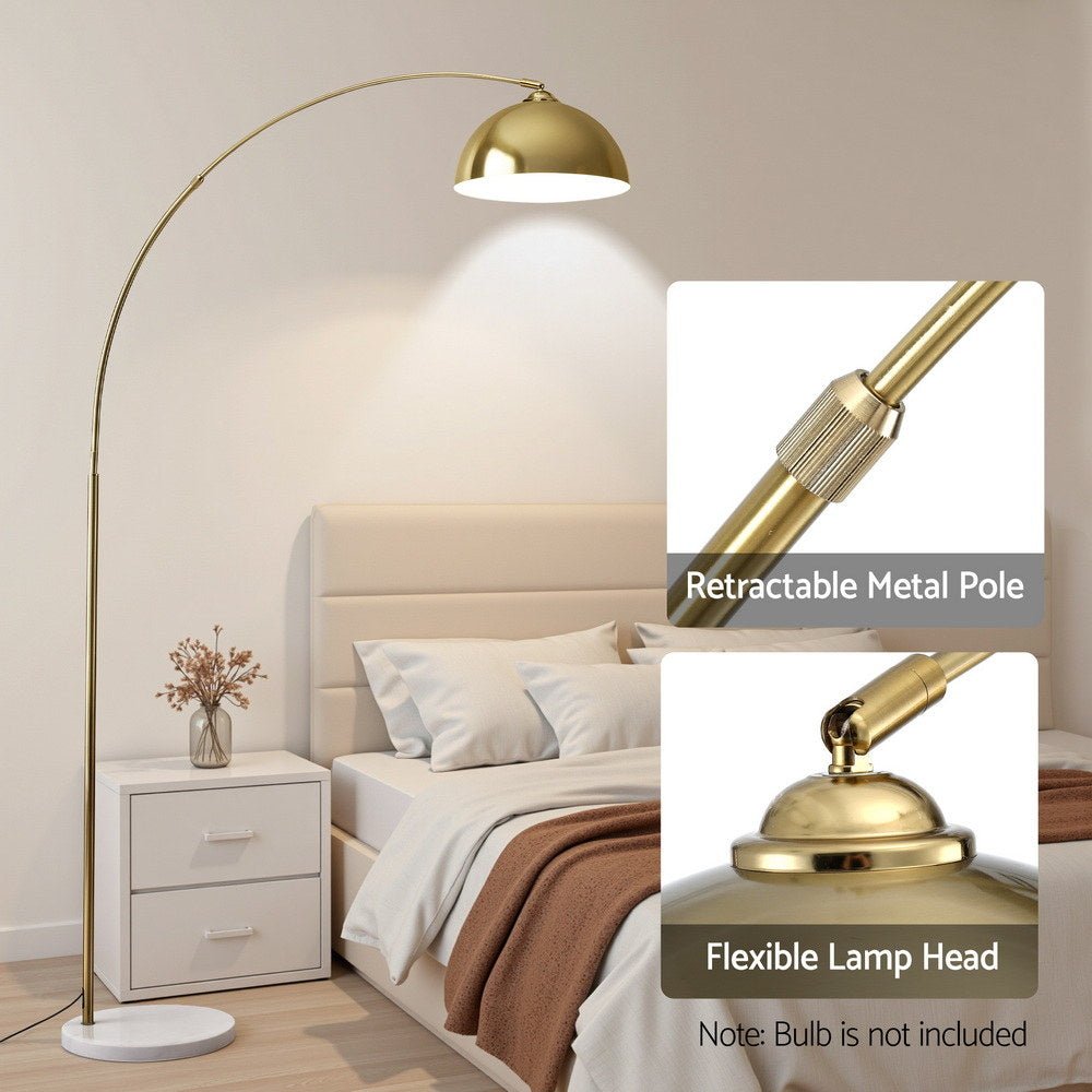 Modern Arched Floor Lamp Gold Brass Standing Heavy - Duty Marble Base for Living Room Bedroom - Home & Garden > Lighting > Floor Lamps - Rivercity House & Home Co. (ABN 18 642 972 209) - Affordable Modern Furniture Australia