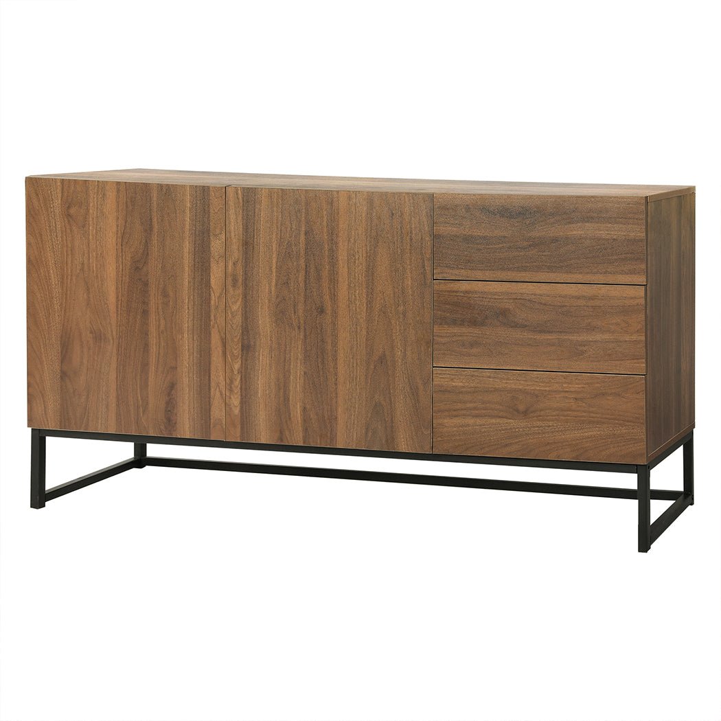 Modern Buffet Sideboard Storage Cabinet with Drawers and Shelves - Walnut - Rivercity House & Home Co. (ABN 18 642 972 209) - Affordable Modern Furniture Australia