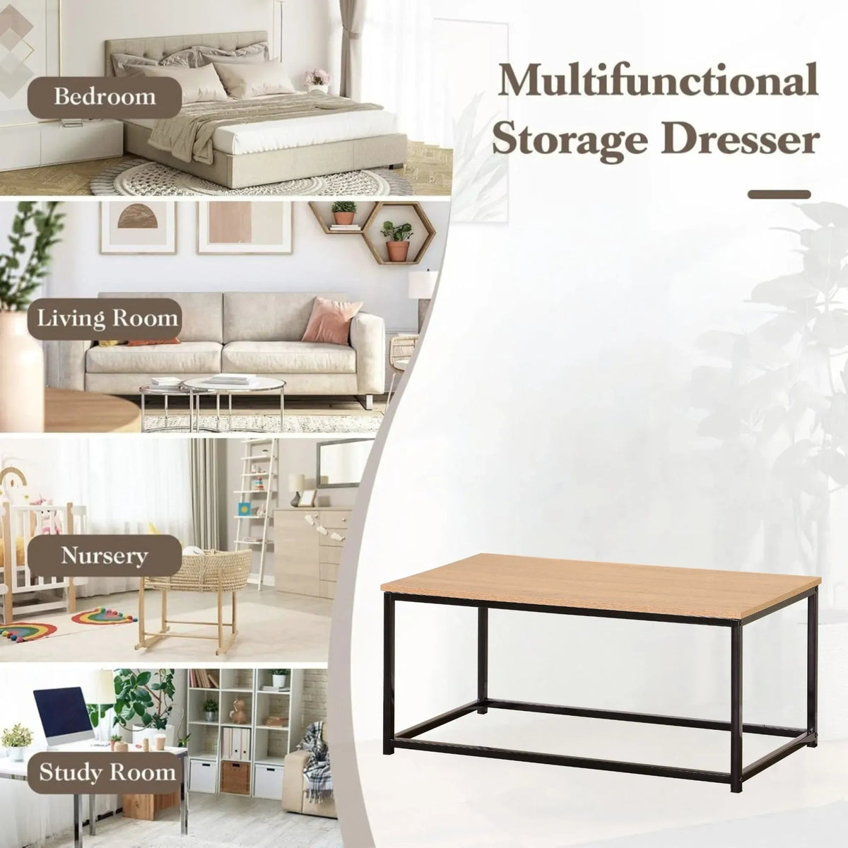 Modern Rustic Coffee Table Wood Top Metal Frame 90x48x40cm - Brown - Furniture > Living Room > TV Units - Rivercity House & Home Co. (ABN 18 642 972 209) - Affordable Modern Furniture Australia