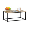 Modern Rustic Coffee Table Wood Top Metal Frame 90x48x40cm - Brown