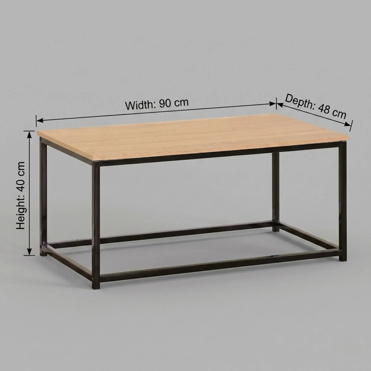 Modern Rustic Coffee Table Wood Top Metal Frame 90x48x40cm - Brown - Furniture > Living Room > TV Units - Rivercity House & Home Co. (ABN 18 642 972 209) - Affordable Modern Furniture Australia