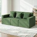 Modular 3-Seater Convertible Sofa Bed Sectional with Deep Seat - Green Corduroy