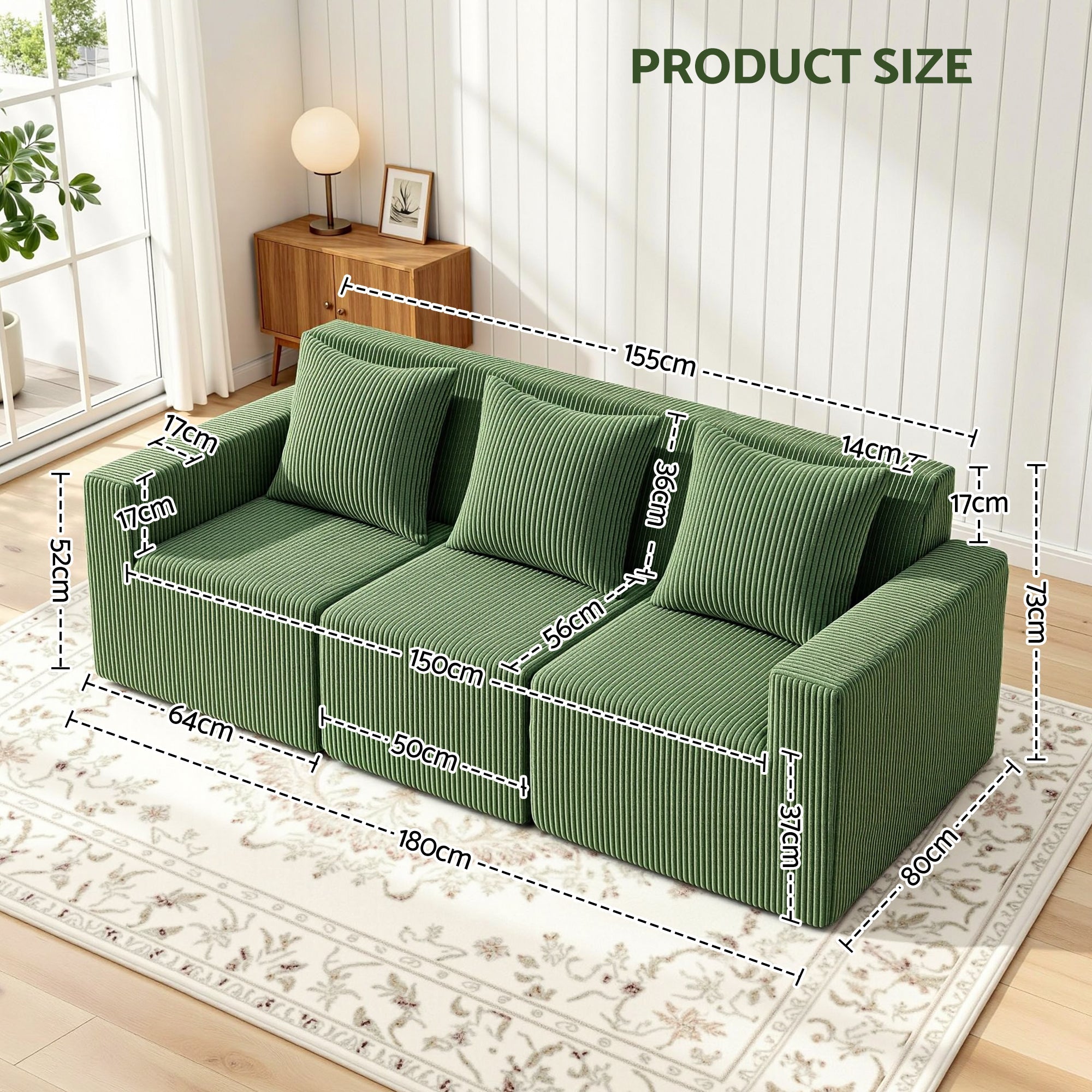 Modular 3 - Seater Sofa Bed Convertible Sectional Floor Couch with Deep Seat - Furniture > Sofas > Sofas & Sofa Beds - Rivercity House & Home Co. (ABN 18 642 972 209) - Affordable Modern Furniture Australia