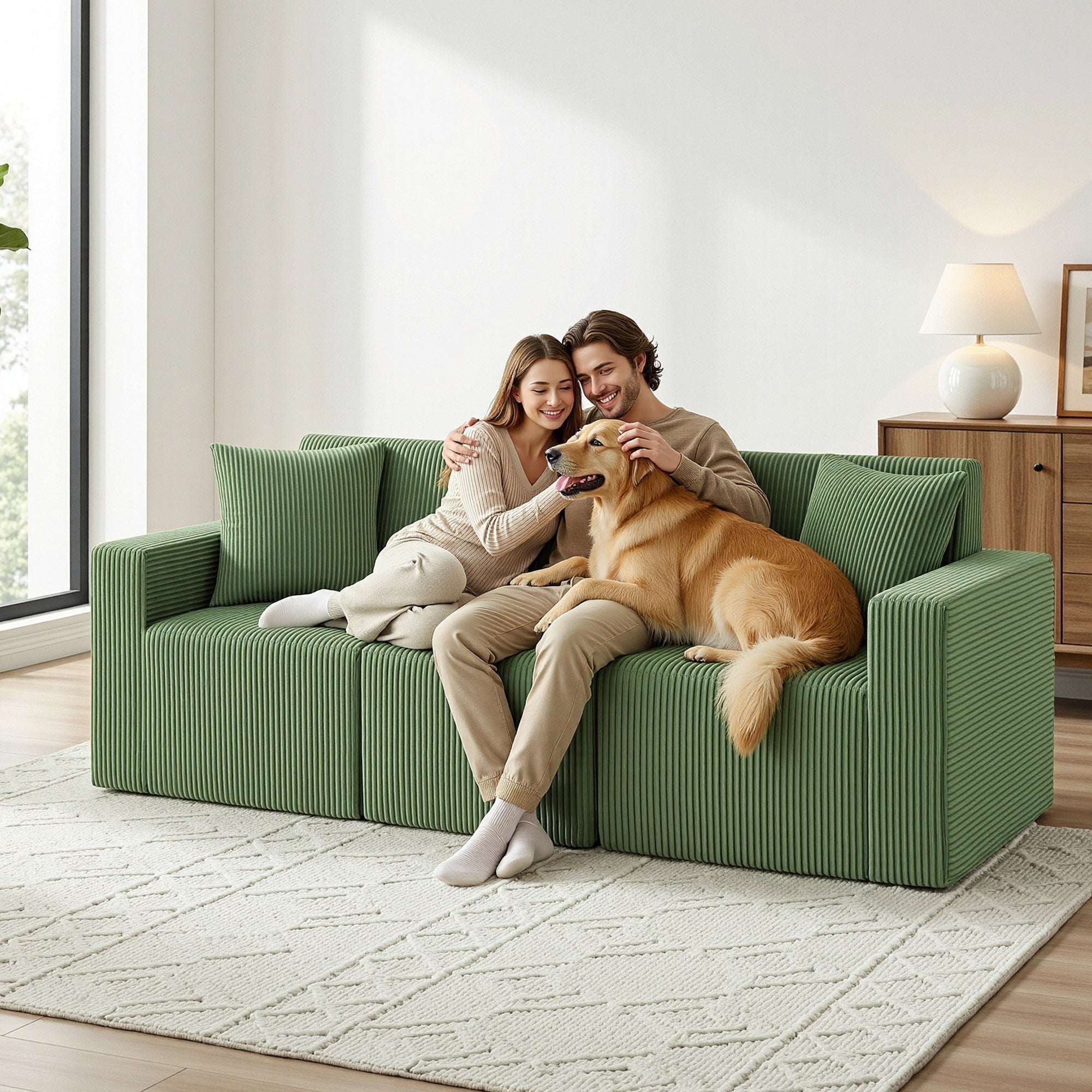 Modular 3 - Seater Sofa Bed Convertible Sectional Floor Couch with Deep Seat - Furniture > Sofas > Sofas & Sofa Beds - Rivercity House & Home Co. (ABN 18 642 972 209) - Affordable Modern Furniture Australia