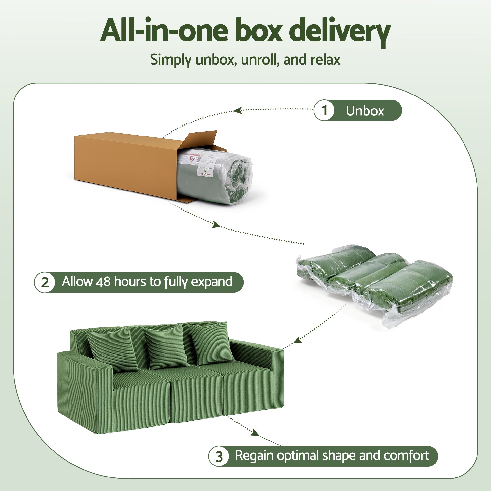 Modular 3 - Seater Sofa Bed Convertible Sectional Floor Couch with Deep Seat - Furniture > Sofas > Sofas & Sofa Beds - Rivercity House & Home Co. (ABN 18 642 972 209) - Affordable Modern Furniture Australia