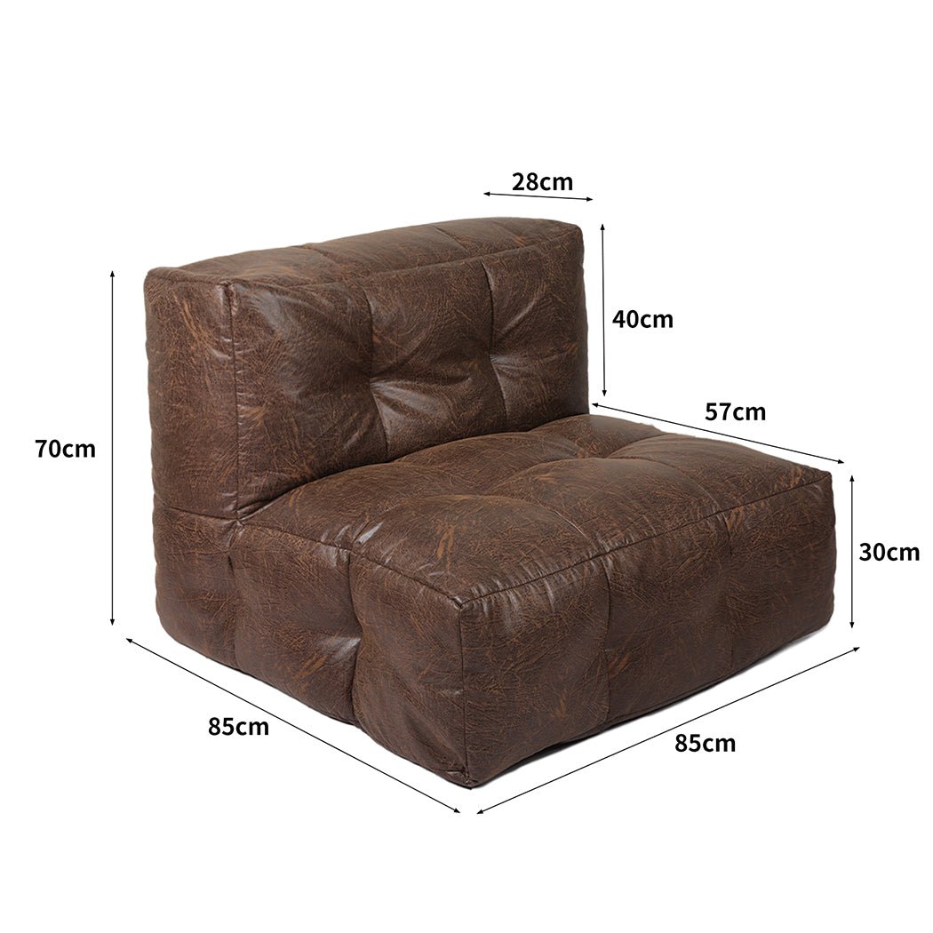 Modular Bean Bag Cover Chair 250L - Brown - Rivercity House & Home Co. (ABN 18 642 972 209) - Affordable Modern Furniture Australia