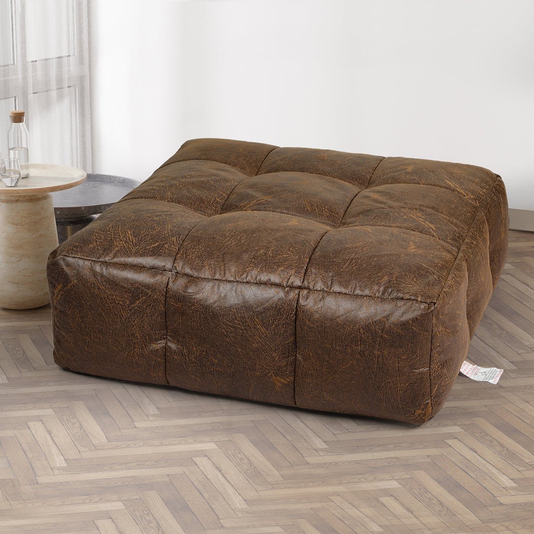 Modular Bean Bag Cover Chair with Zipper Opening - Brown - Rivercity House & Home Co. (ABN 18 642 972 209) - Affordable Modern Furniture Australia