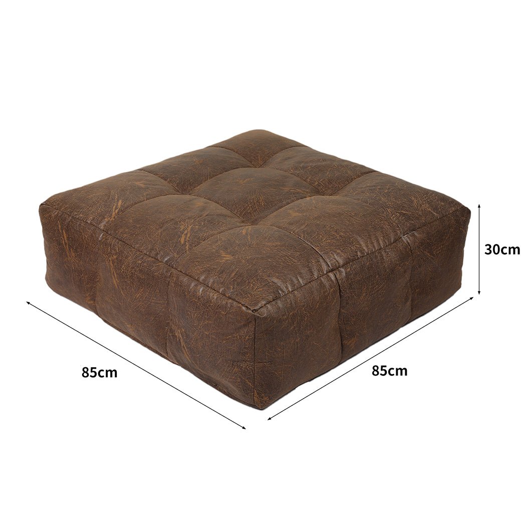 Modular Bean Bag Cover Chair with Zipper Opening - Brown - Rivercity House & Home Co. (ABN 18 642 972 209) - Affordable Modern Furniture Australia