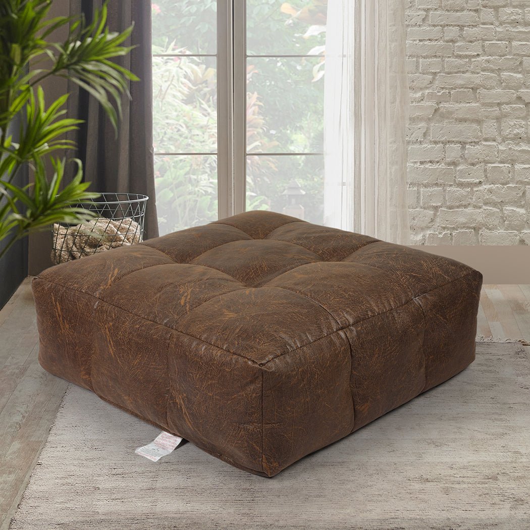 Modular Bean Bag Cover Chair with Zipper Opening - Brown - Rivercity House & Home Co. (ABN 18 642 972 209) - Affordable Modern Furniture Australia