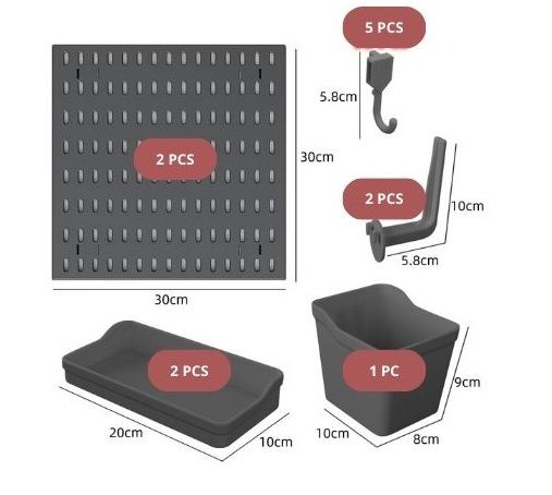 Modular Pegboard Wall Organiser Kit with 2 Panels & 10 Accessories for Office, Gaming & Home Storage - Black - Tools > Tools Storage > Wall Storage Racks - Rivercity House & Home Co. (ABN 18 642 972 209) - Affordable Modern Furniture Australia