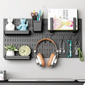 Modular Pegboard Wall Organiser Kit with 2 Panels & 10 Accessories for Office, Gaming & Home Storage - Black
