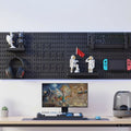 Modular Pegboard Wall Organiser Kit with 4 Black Panels & 19 Accessories for Gaming, Office & Craft Storage - Black