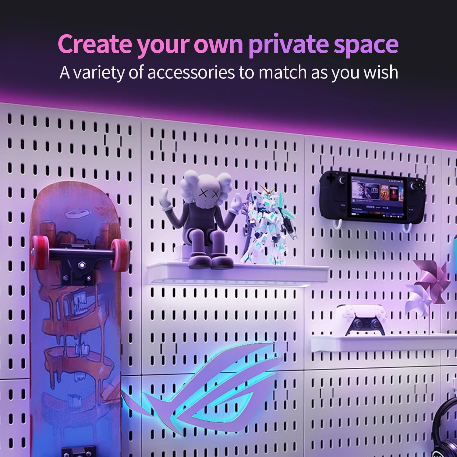 Modular Pegboard Wall Organiser Kit with 4 Black Panels & 19 Accessories for Gaming, Office & Craft Storage - White - Tools > Tools Storage > Wall Storage Racks - Rivercity House & Home Co. (ABN 18 642 972 209) - Affordable Modern Furniture Australia