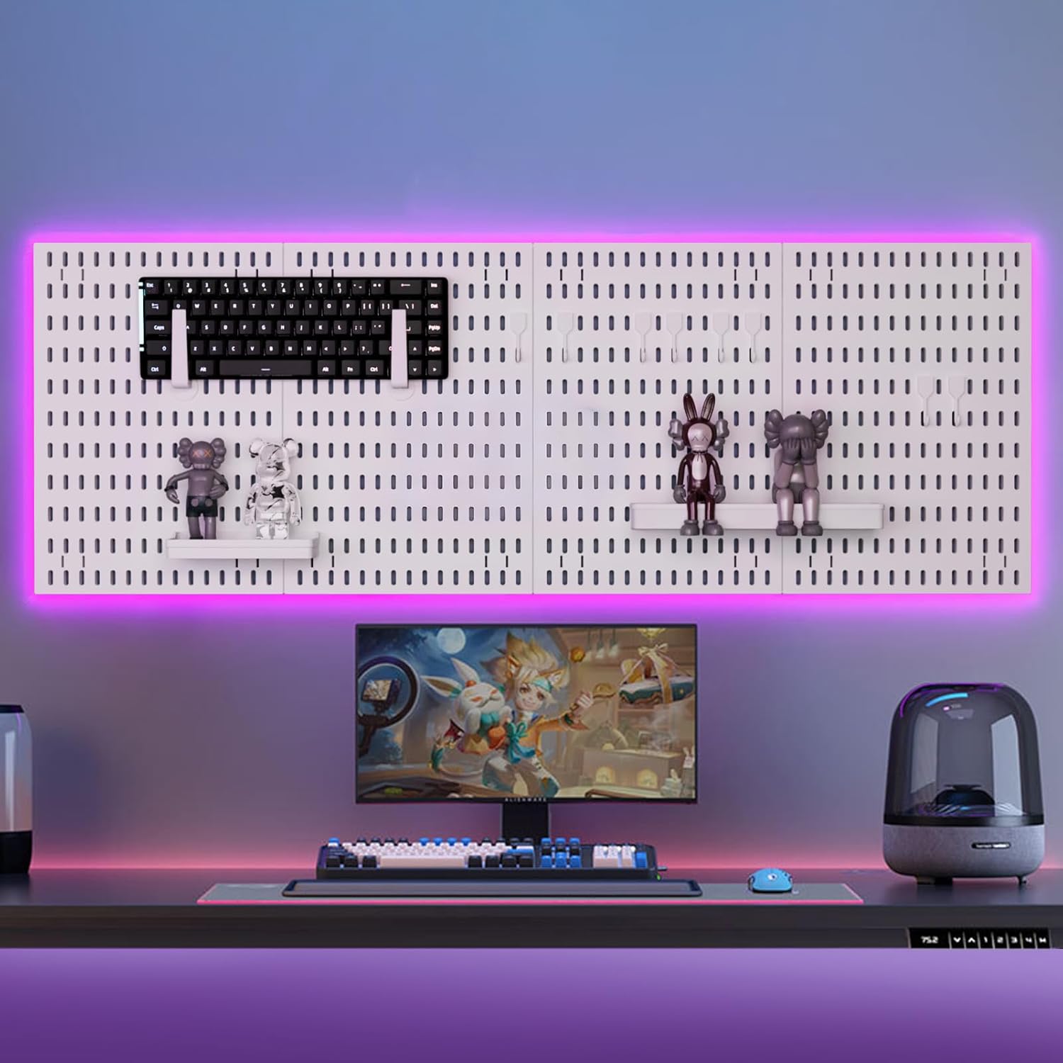 Modular Pegboard Wall Organiser Kit with 4 Black Panels & 19 Accessories for Gaming, Office & Craft Storage - White - Tools > Tools Storage > Wall Storage Racks - Rivercity House & Home Co. (ABN 18 642 972 209) - Affordable Modern Furniture Australia