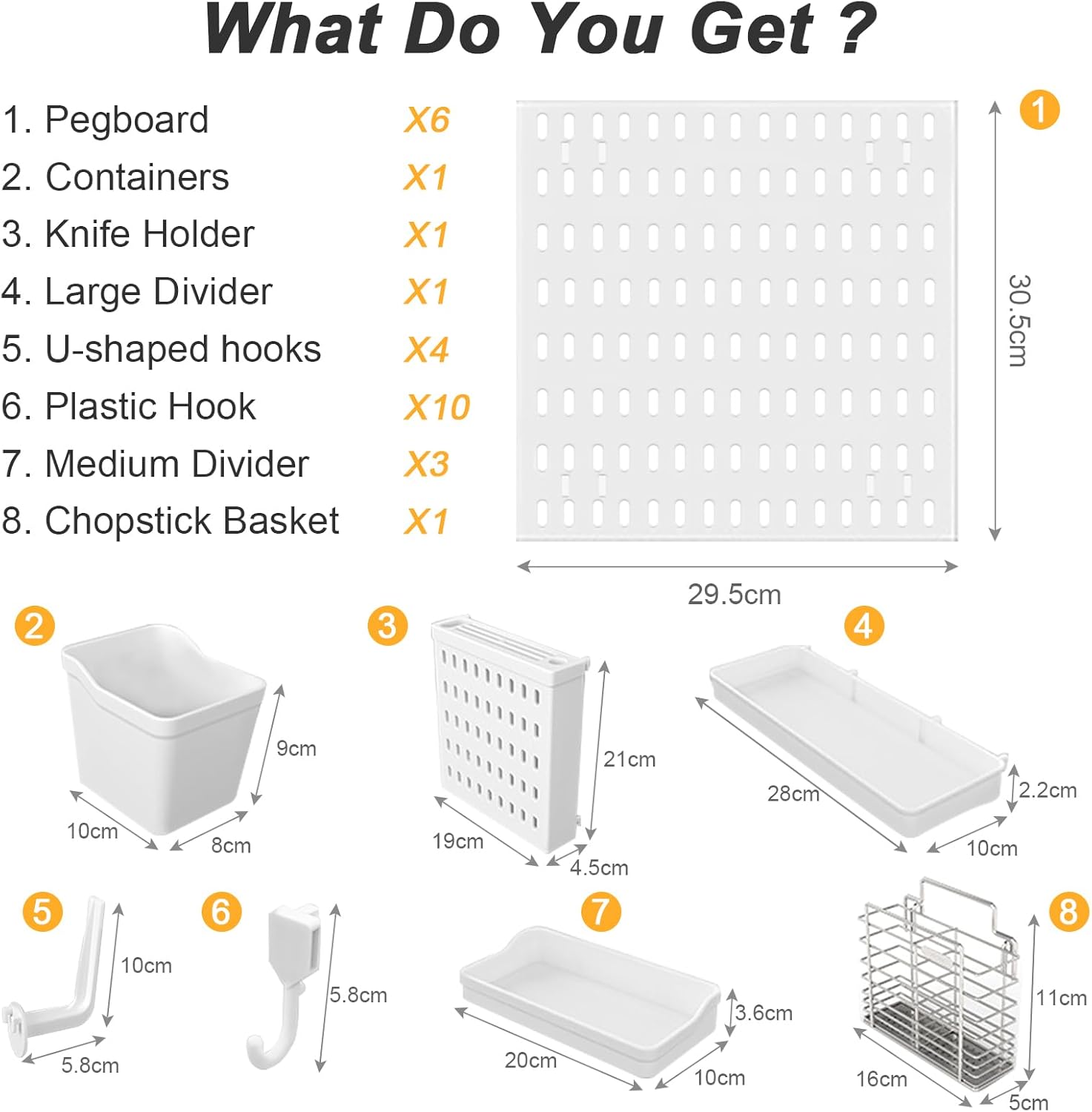 Modular Pegboard Wall Organiser Kit with 6 Pegboards & 21 Accessories for Kitchen, Office, Gaming & Craft Storage - White - Appliances > Kitchen Appliances > Kitchen Appliance Accessories - Rivercity House & Home Co. (ABN 18 642 972 209) - Affordable Modern Furniture Australia