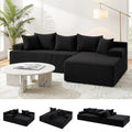 Modular L-Shaped Sectional Sofa Bed with Deep Seat for Living Room - Green