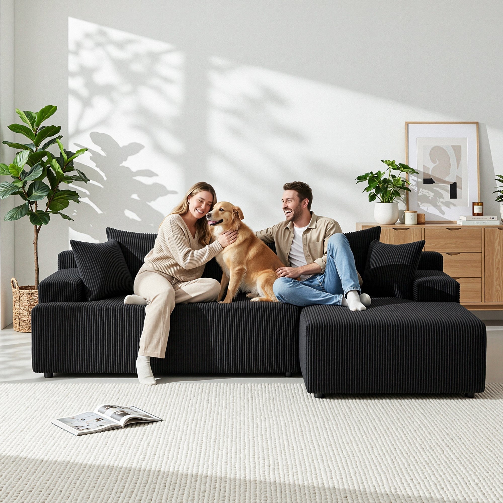 Modular Sectional Sofa Bed Convertible L - Shaped Couch with Deep Seat for Living Room - Furniture > Sofas > Sofas & Sofa Beds - Rivercity House & Home Co. (ABN 18 642 972 209) - Affordable Modern Furniture Australia