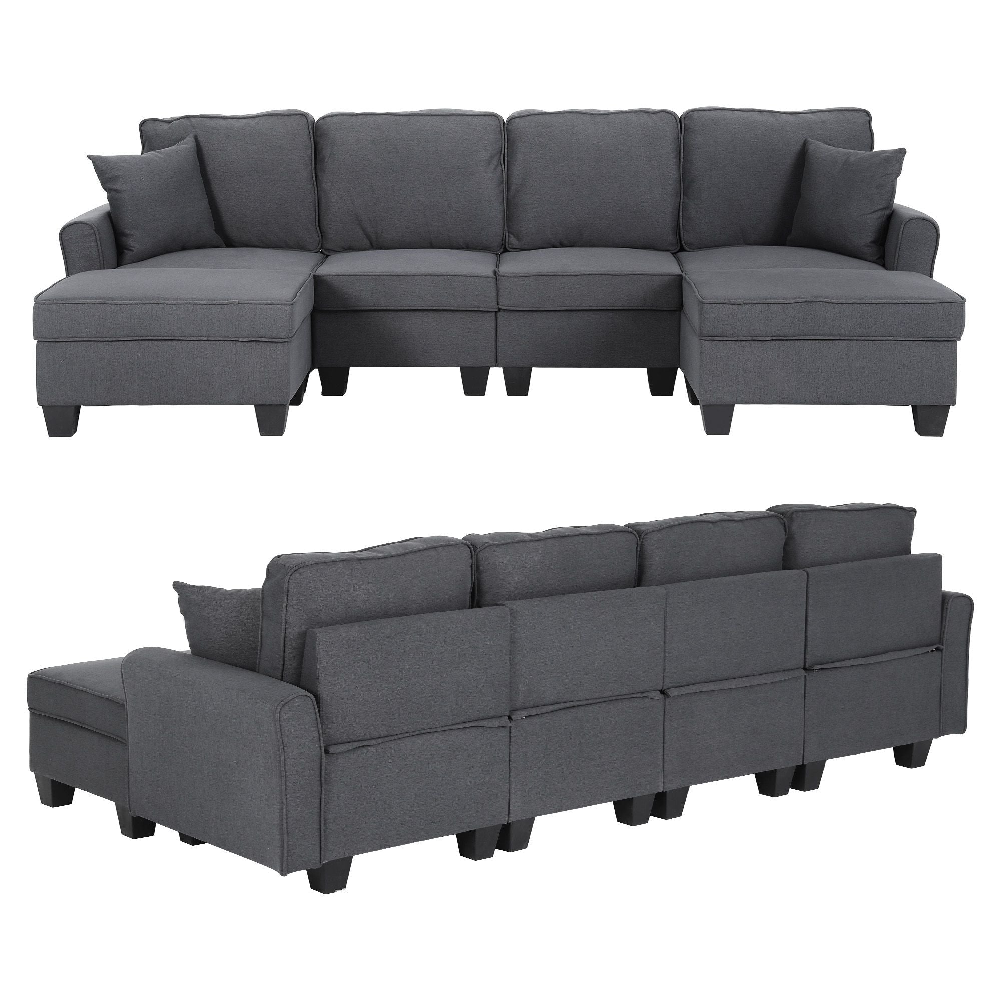 Modular Sectional U Shaped Storage Sofa Couches for Living Room Grey - Furniture > Sofas > Sofas & Sofa Beds - Rivercity House & Home Co. (ABN 18 642 972 209) - Affordable Modern Furniture Australia