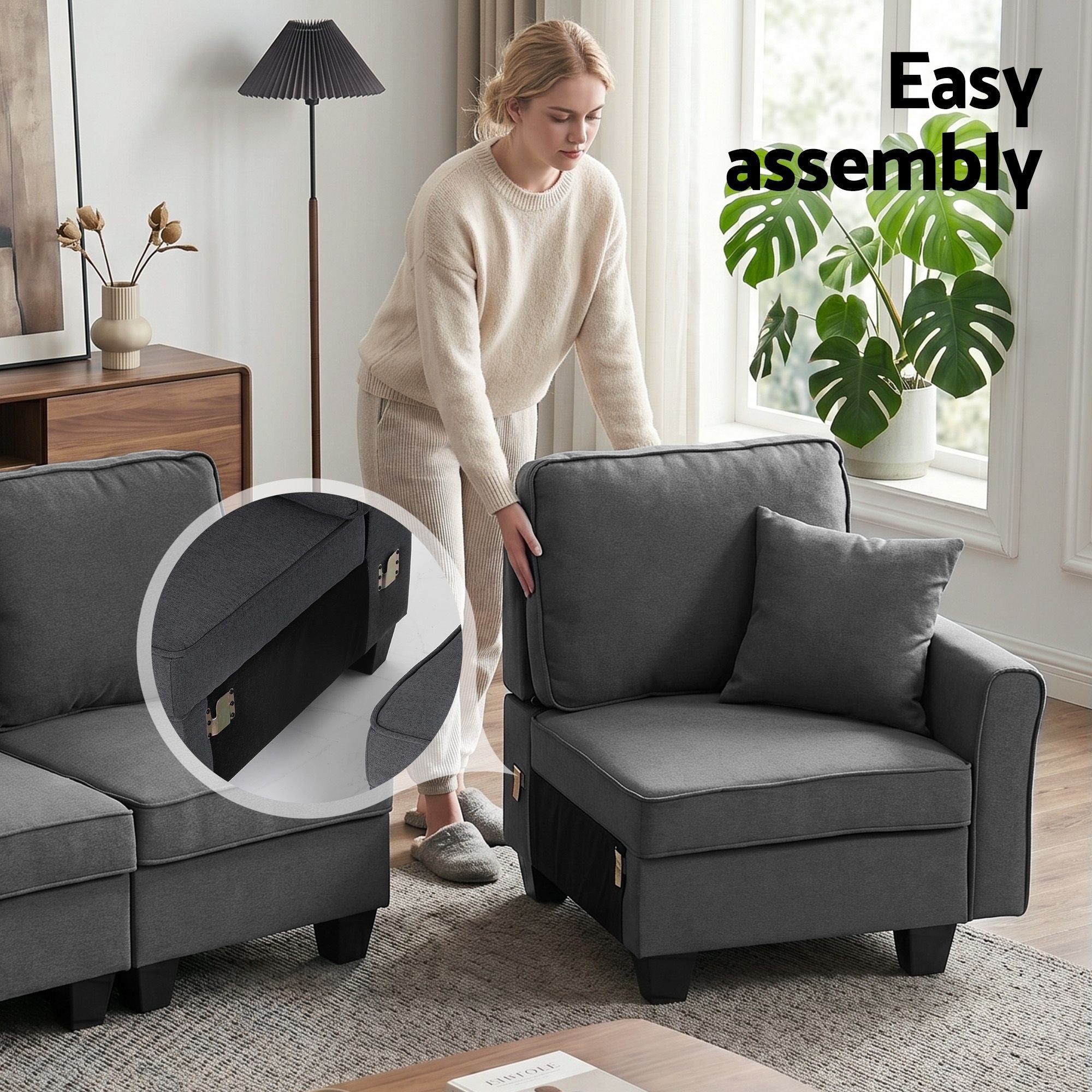 Modular Sectional U Shaped Storage Sofa Couches for Living Room Grey - Furniture > Sofas > Sofas & Sofa Beds - Rivercity House & Home Co. (ABN 18 642 972 209) - Affordable Modern Furniture Australia