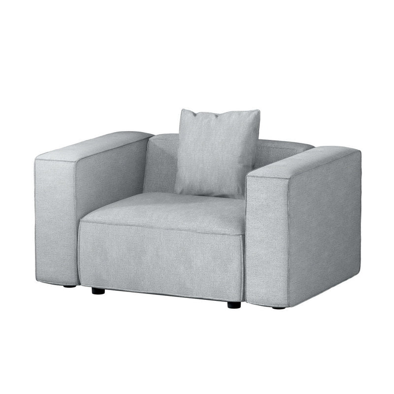 Modular Sofa Chaise Set 1 - Seater Grey - Furniture > Living Room - Rivercity House & Home Co. (ABN 18 642 972 209) - Affordable Modern Furniture Australia