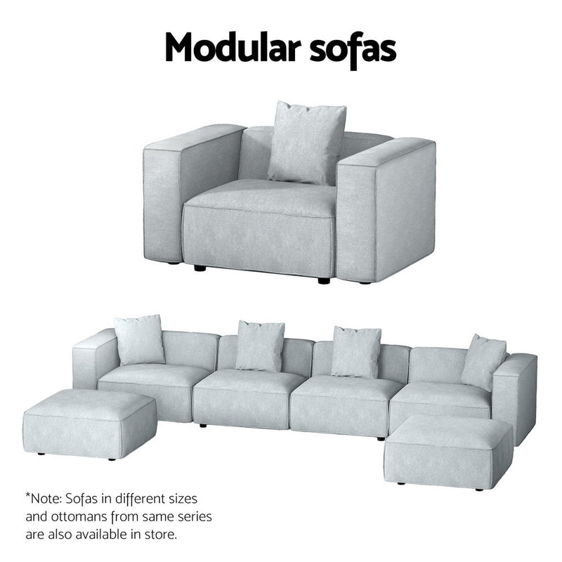 Modular Sofa Chaise Set 1 - Seater Grey - Furniture > Living Room - Rivercity House & Home Co. (ABN 18 642 972 209) - Affordable Modern Furniture Australia