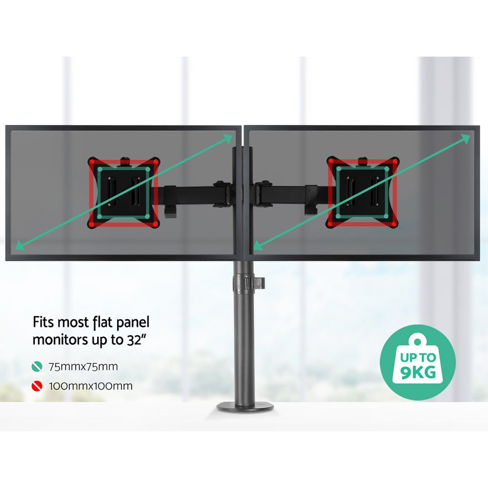 Monitor Arm Dual Desk Mount Screen Bracket Holder - Electronics > Computer Accessories > Computer Monitors & Accessories - Rivercity House & Home Co. (ABN 18 642 972 209) - Affordable Modern Furniture Australia