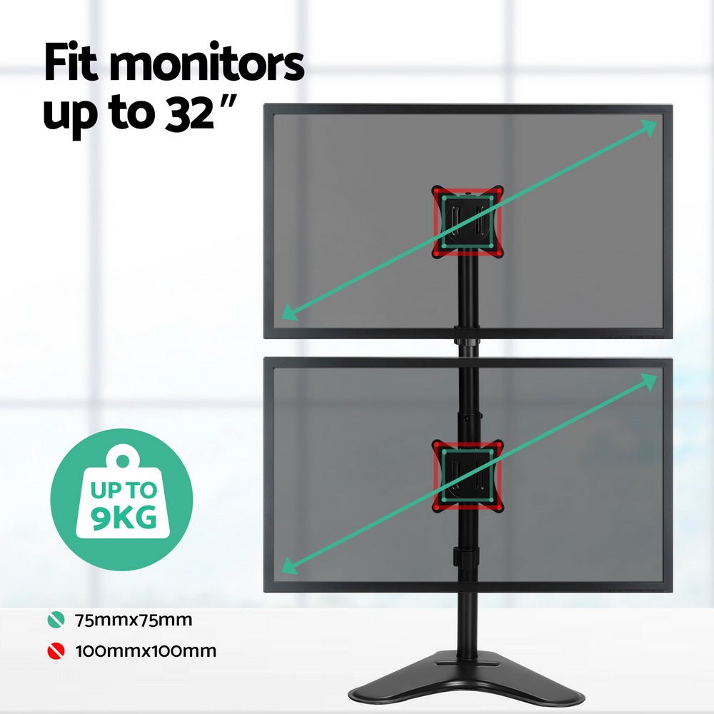 Monitor Arm Stand Dual Mount HD LED TV Bracket Holder Freestanding - Electronics > Computer Accessories > Computer Monitors & Accessories - Rivercity House & Home Co. (ABN 18 642 972 209) - Affordable Modern Furniture Australia