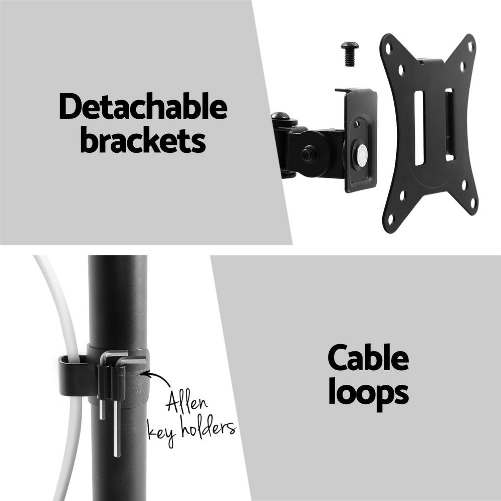 Monitor Arm Stand Dual Mount HD LED TV Bracket Holder Freestanding - Electronics > Computer Accessories > Computer Monitors & Accessories - Rivercity House & Home Co. (ABN 18 642 972 209) - Affordable Modern Furniture Australia