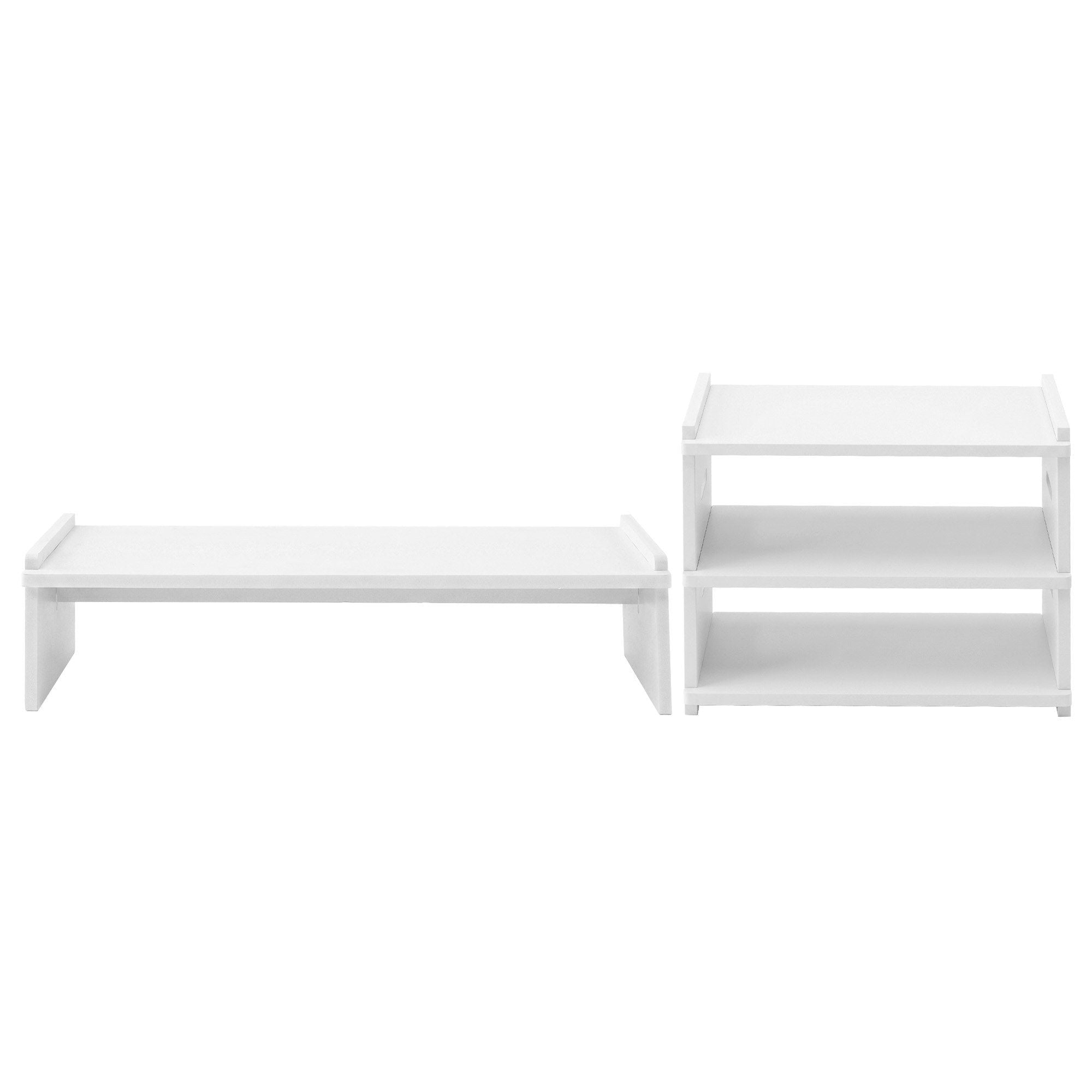Monitor Stand and 3 - Tier Desk Organiser 2 - in - 1 Modular Computer Monitor Riser PVC Desktop Shelf Holds 20kg for Office Students Gaming - Home & Garden > Home Office Accessories > Desk Accessories - Rivercity House & Home Co. (ABN 18 642 972 209) - Affordable Modern Furniture Australia