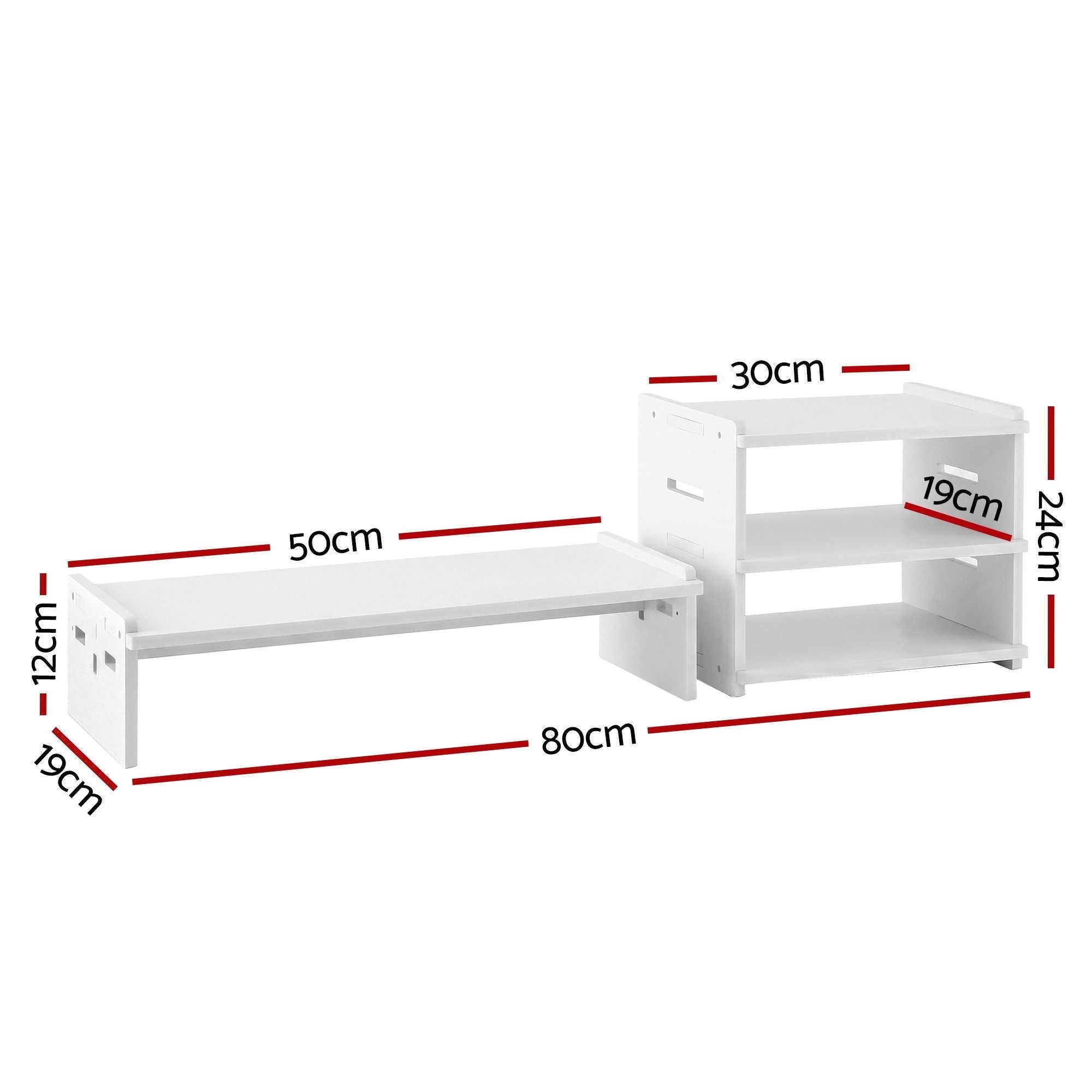 Monitor Stand and 3 - Tier Desk Organiser 2 - in - 1 Modular Computer Monitor Riser PVC Desktop Shelf Holds 20kg for Office Students Gaming - Home & Garden > Home Office Accessories > Desk Accessories - Rivercity House & Home Co. (ABN 18 642 972 209) - Affordable Modern Furniture Australia