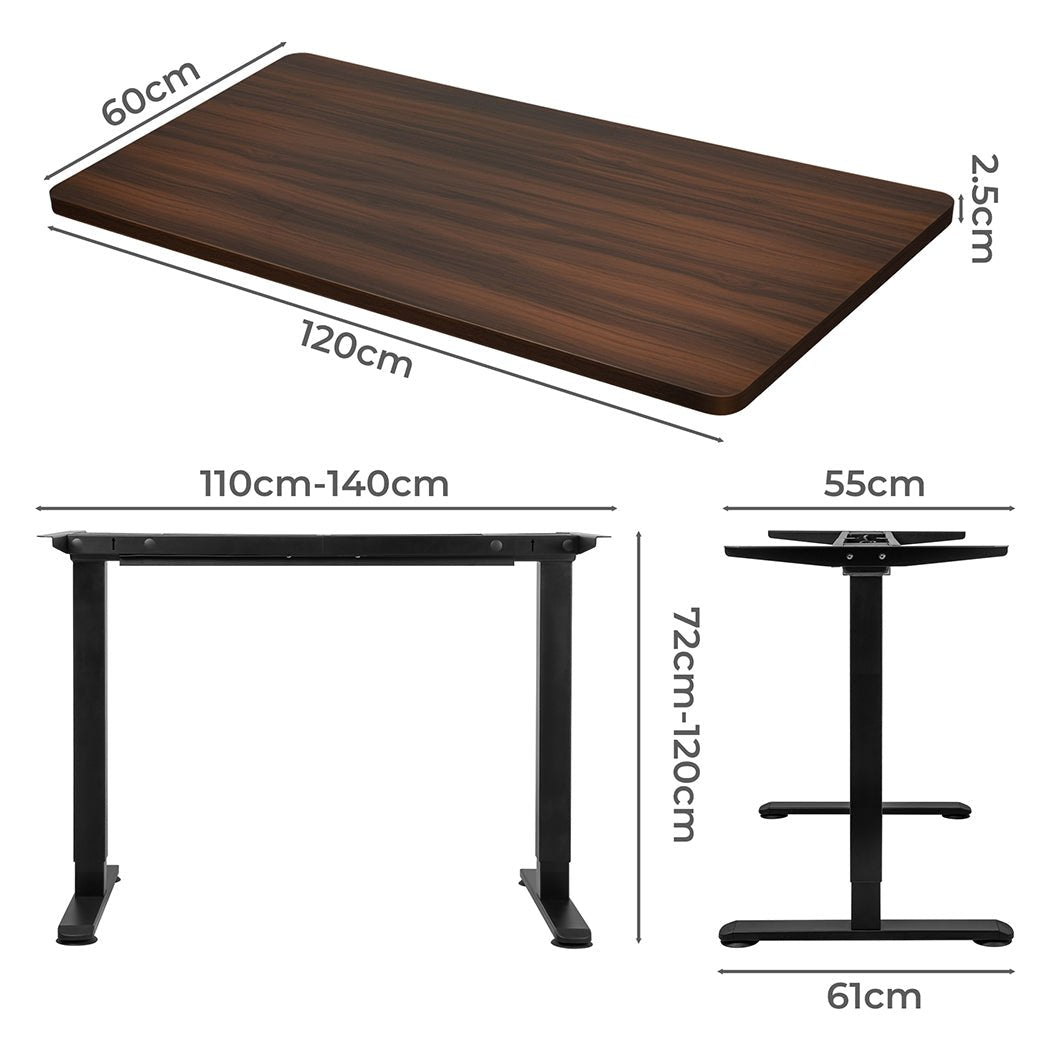 Motorised Adjustable Standing Desk 120cm Walnut - 800x 1.5MM - Rivercity House & Home Co. (ABN 18 642 972 209) - Affordable Modern Furniture Australia