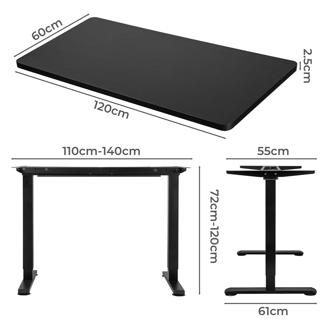 Motorised Adjustable Standing Desk 120cm with Frame - Black - Rivercity House & Home Co. (ABN 18 642 972 209) - Affordable Modern Furniture Australia