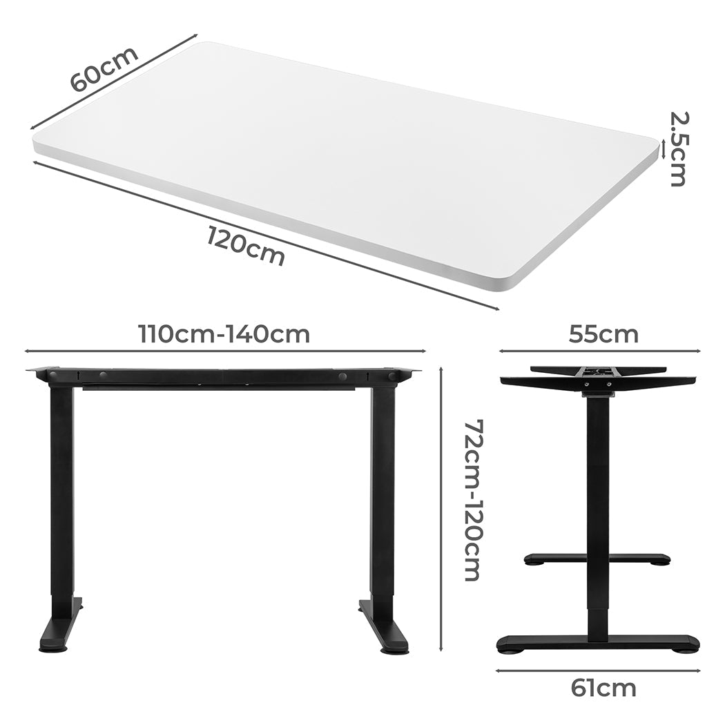 Motorised Adjustable Standing Desk 120cm with Frame - White - Rivercity House & Home Co. (ABN 18 642 972 209) - Affordable Modern Furniture Australia