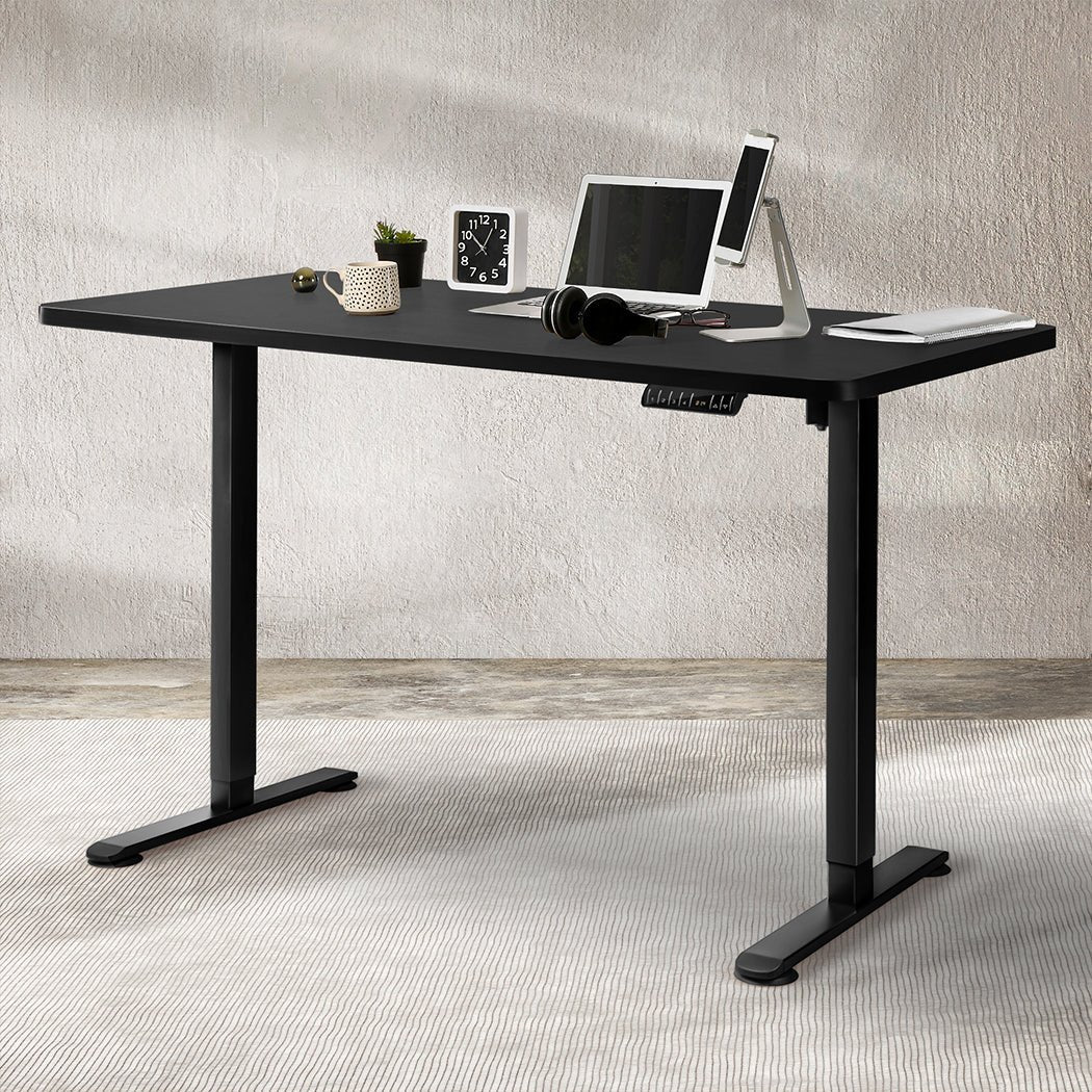 Motorised Adjustable Standing Desk 140cm with Frame and Desktop - Black - Rivercity House & Home Co. (ABN 18 642 972 209) - Affordable Modern Furniture Australia