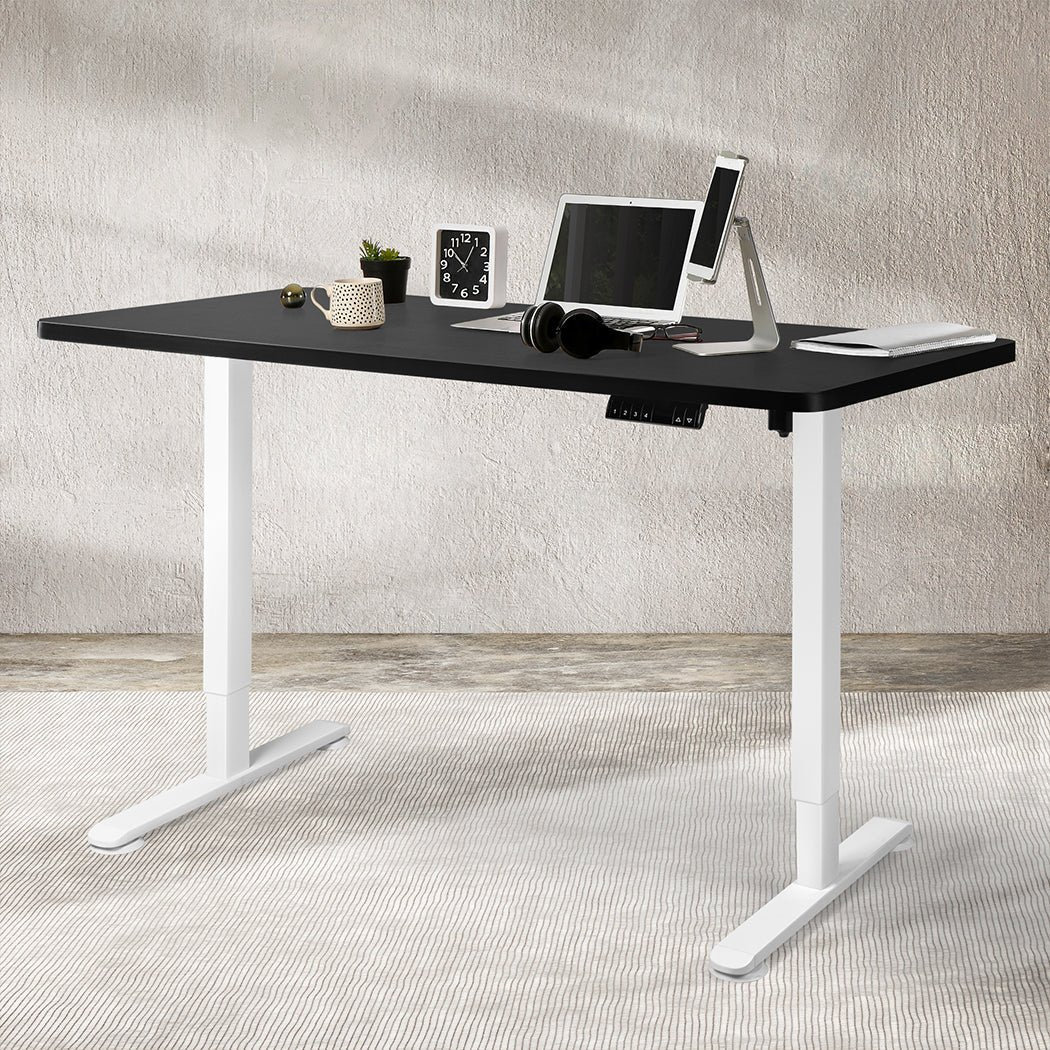 Motorised Adjustable Standing Desk 140cm with Frame and Desktop - Black - Rivercity House & Home Co. (ABN 18 642 972 209) - Affordable Modern Furniture Australia