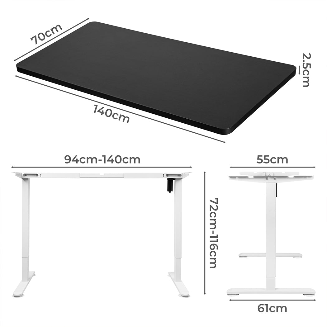 Motorised Adjustable Standing Desk 140cm with Frame and Desktop - Black - Rivercity House & Home Co. (ABN 18 642 972 209) - Affordable Modern Furniture Australia