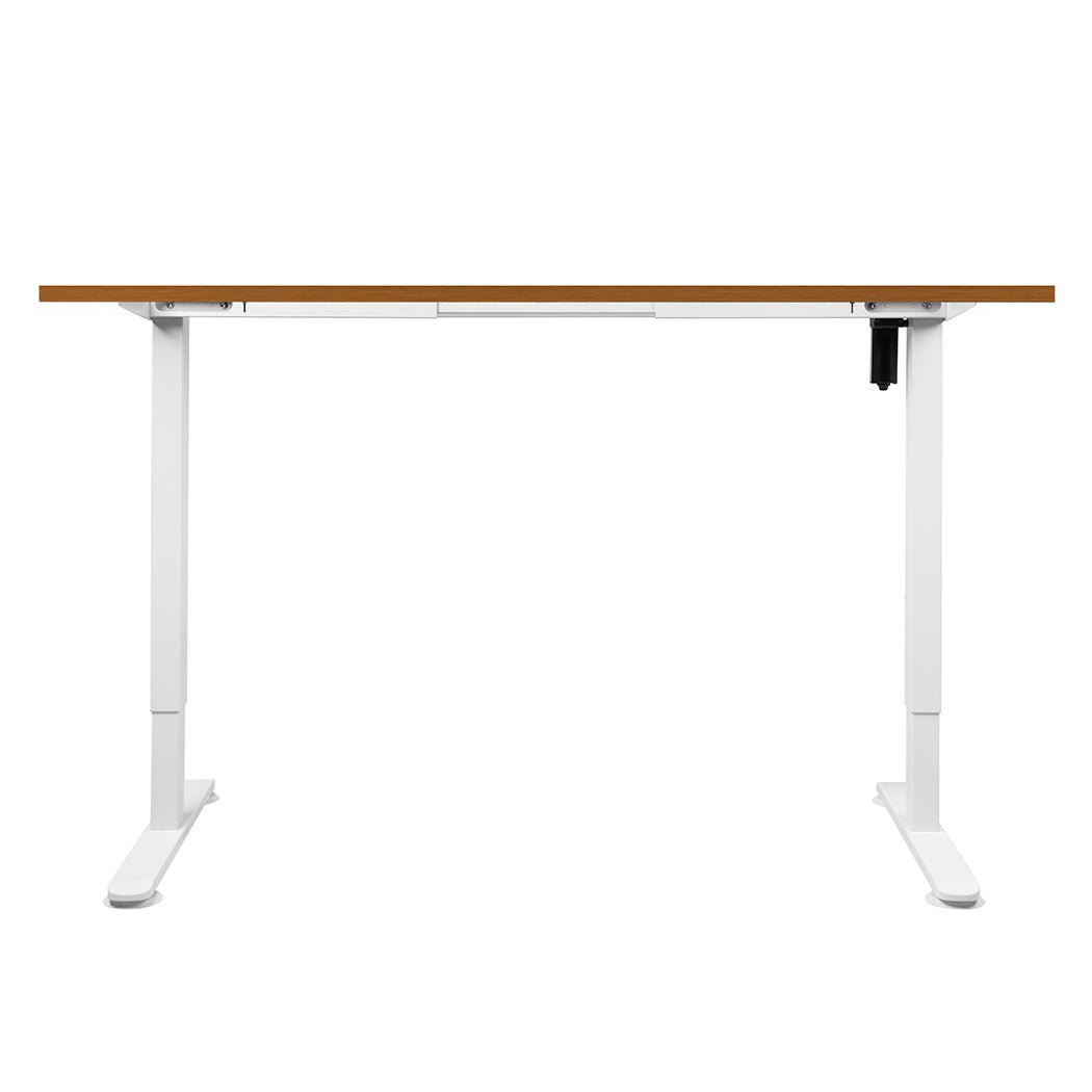 Motorised Adjustable Standing Desk 140cm with Natural Top - White Frame - Rivercity House & Home Co. (ABN 18 642 972 209) - Affordable Modern Furniture Australia