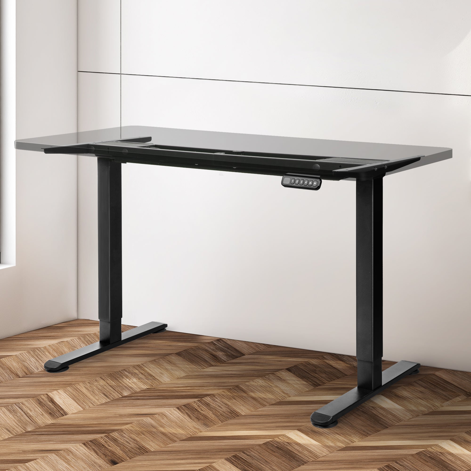 Motorised Dual Motor Standing Desk Frame 110 - 140cm Width - Black - Rivercity House & Home Co. (ABN 18 642 972 209) - Affordable Modern Furniture Australia