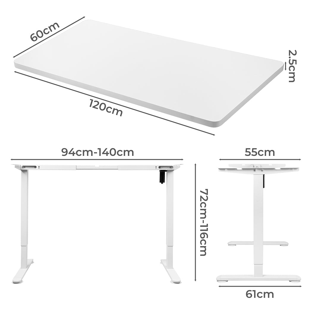 Motorised Height Adjustable Standing Desk 120cm with Frame 800x White - Rivercity House & Home Co. (ABN 18 642 972 209) - Affordable Modern Furniture Australia