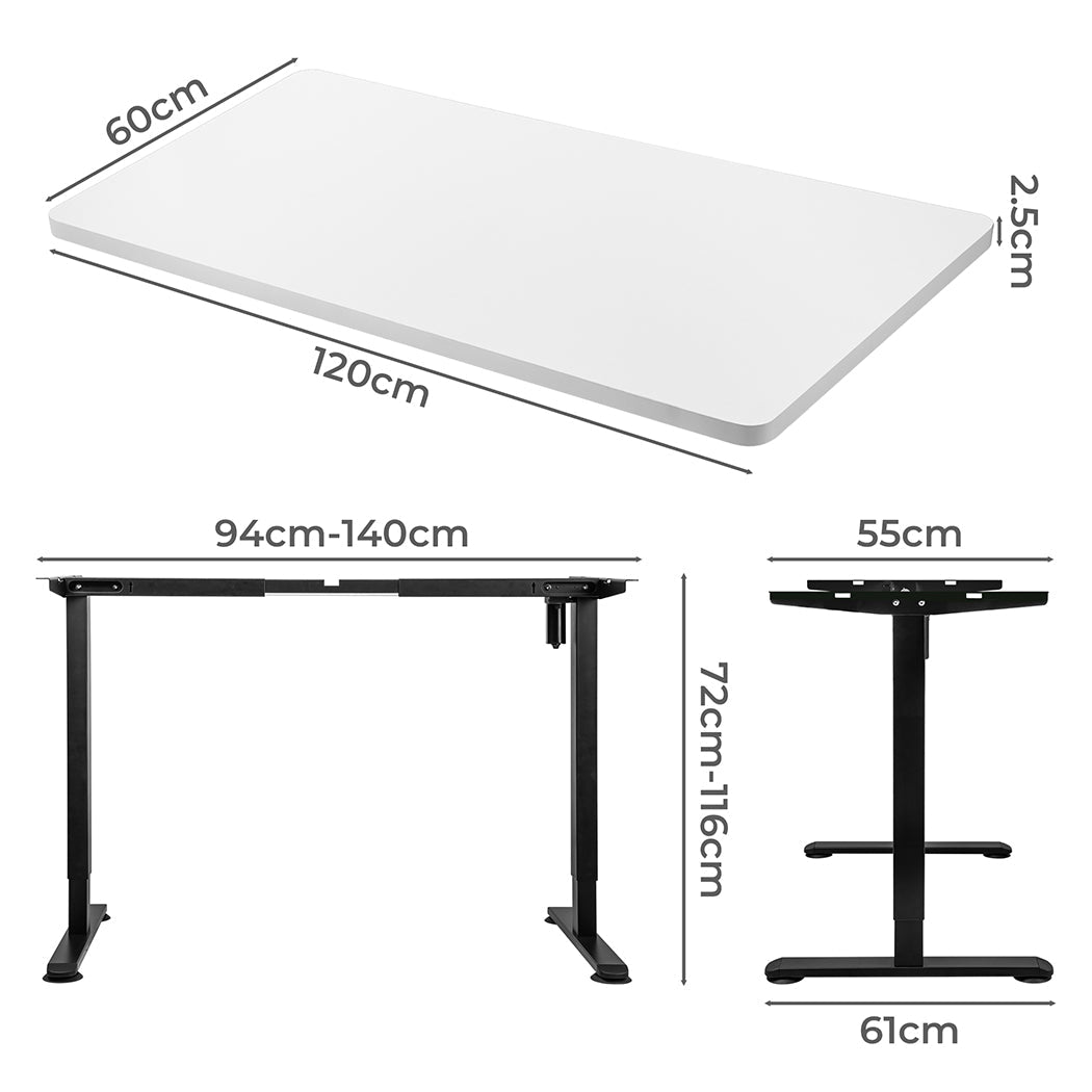 Motorised Height Adjustable Standing Desk 120cm x 80cm - White - Rivercity House & Home Co. (ABN 18 642 972 209) - Affordable Modern Furniture Australia