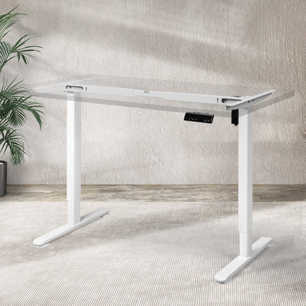 Motorised Height Adjustable Standing Desk Frame 110 - 140cm - White - Rivercity House & Home Co. (ABN 18 642 972 209) - Affordable Modern Furniture Australia