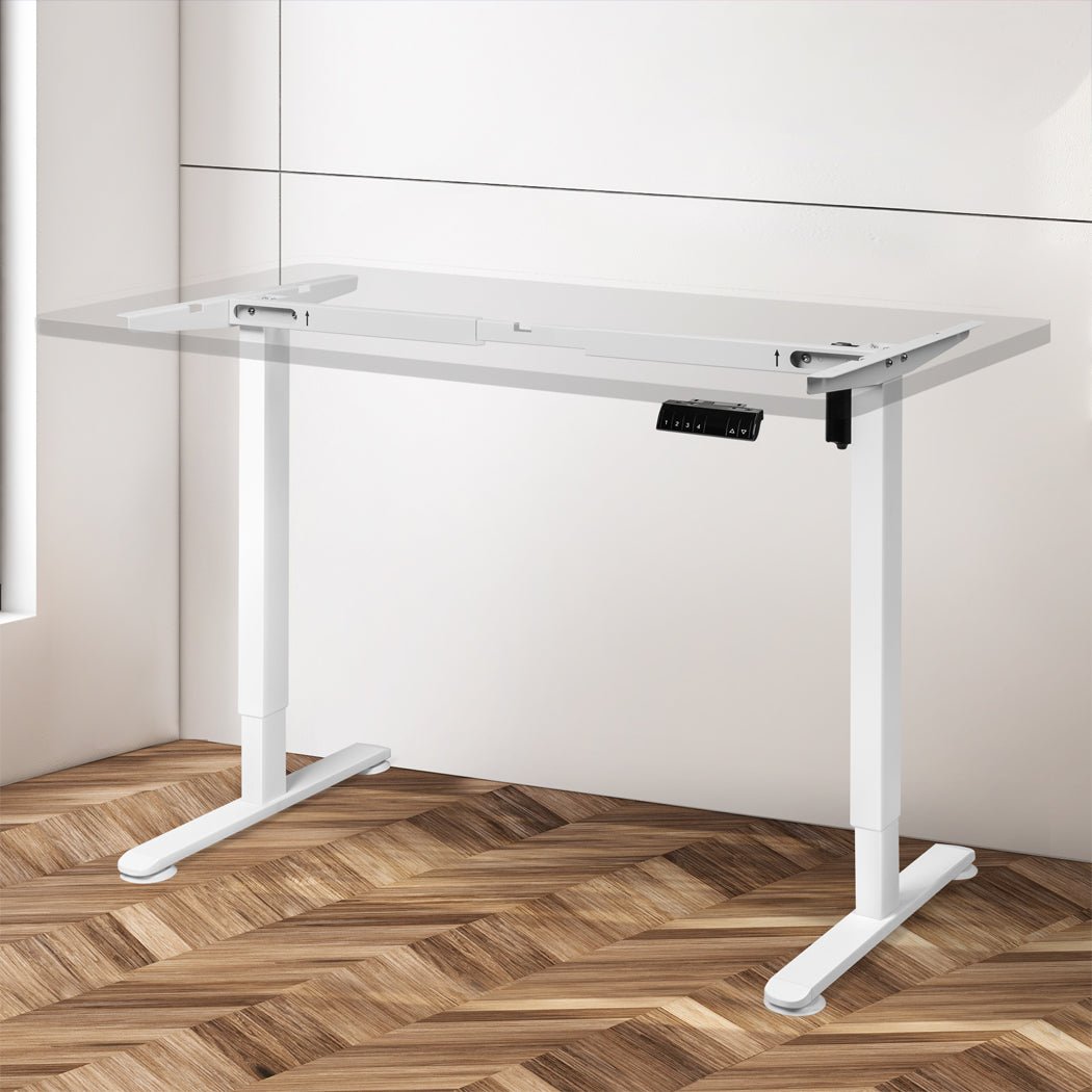Motorised Height Adjustable Standing Desk Frame 110 - 140cm - White - Rivercity House & Home Co. (ABN 18 642 972 209) - Affordable Modern Furniture Australia