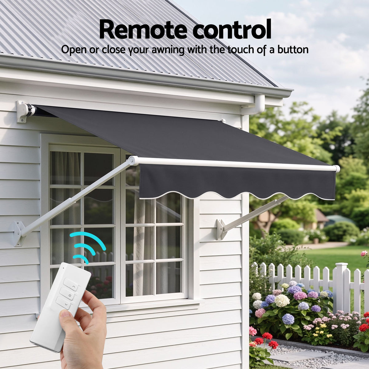 Motorised Pivot Arm Awning Window Sun Shade 1.8x2.1m - Grey - Home & Garden > Shading > Awnings - Rivercity House & Home Co. (ABN 18 642 972 209) - Affordable Modern Furniture Australia