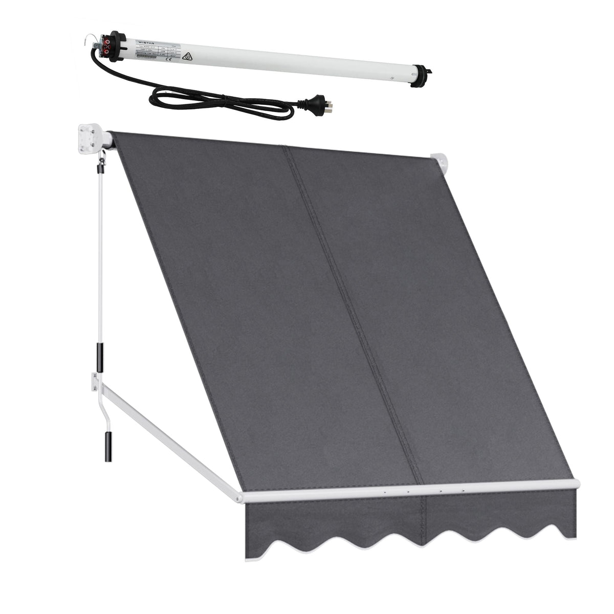 Motorised Pivot Arm Awning Window Sun Shade 2.1 x 2.1m - Grey - Home & Garden > Shading > Awnings - Rivercity House & Home Co. (ABN 18 642 972 209) - Affordable Modern Furniture Australia