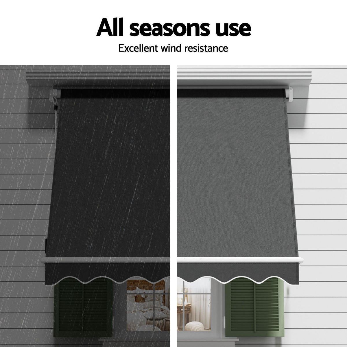 Motorised Pivot Arm Awning Window Sun Shade 2.1 x 2.1m - Grey - Home & Garden > Shading > Awnings - Rivercity House & Home Co. (ABN 18 642 972 209) - Affordable Modern Furniture Australia