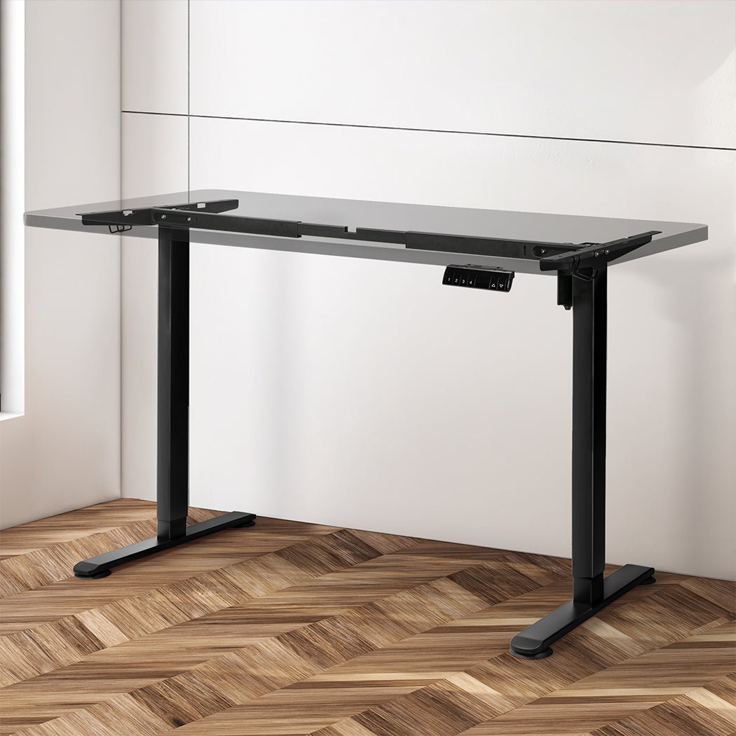 Motorised Single Motor Height Adjustable Standing Desk Frame 94 - 140cm - Black - Rivercity House & Home Co. (ABN 18 642 972 209) - Affordable Modern Furniture Australia