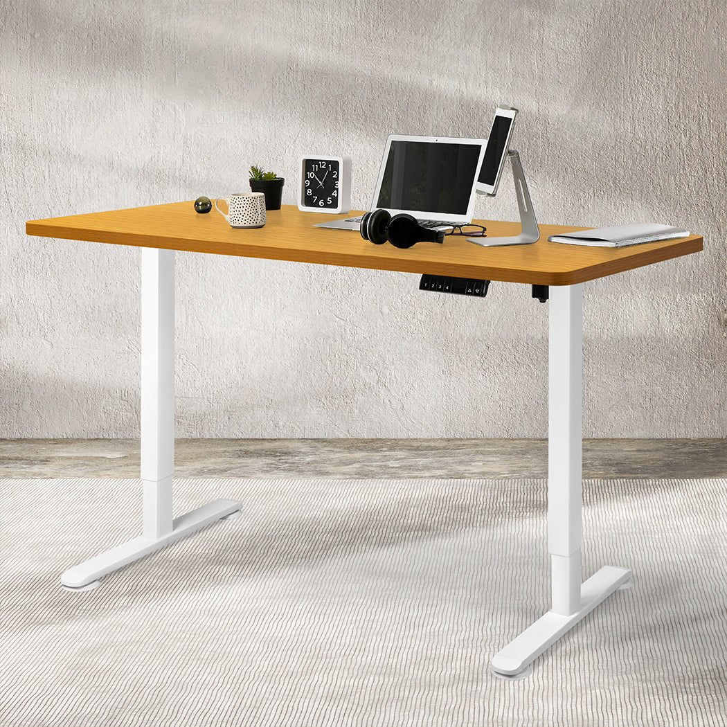 Motorised Standing Desk 120cm Height Adjustable with Natural Top - Natural - Rivercity House & Home Co. (ABN 18 642 972 209) - Affordable Modern Furniture Australia